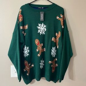 Boohoo Plus Gingerbread Green Christmas Sweater - 22
